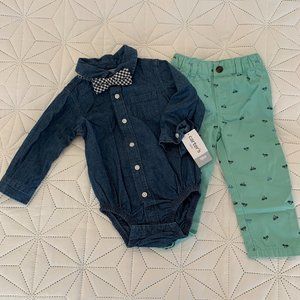 Carter's Denim Outfit with Bow Tie NWT